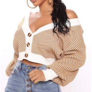Fashion Nova Striped Cropped Cardigan Sweater